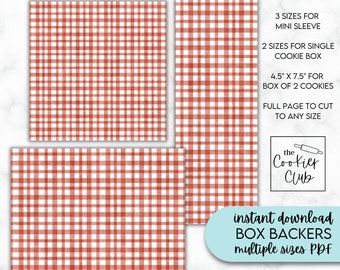 Red Plaid - Printable Box Backer - Multiple Sizes - Instant Download - Valentine's Day - Cookie Box Backers