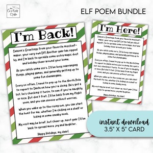Elf Poem from the Elf on the Shelf - Christmas/Holiday - 3.5&quot; x 5&quot; Printable  Card - Gift Tag - Cookie Tags - Instant Download