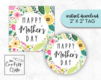 Muttertag Vibrant Florals V1 - druckbare Muttertag Cookie Tag Bundle - Geschenkanhänger - Aufkleber - Cupcake Topper - digitaler Download - 2x2
