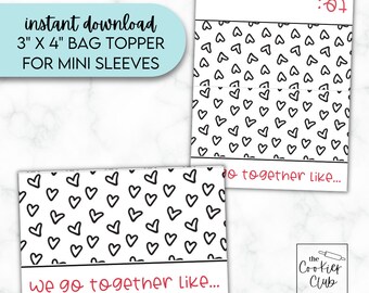 We Go Together Like - Valentinstag - 3x4 Mini Sleeve Bag Topper - Für 3x11 Cello Tasche - Cookie Tag - Geschenkanhänger - Digitaler Download