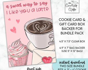 Eine süße Art zu sagen, dass ich dich mag - eine Kombination aus Cookie-Karte und Kaffee-Geschenkkartenhalter - zwei Größen - Valentinstag-Box / Beutel-Backer