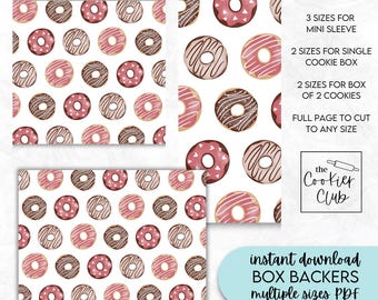 Donuts - Printable Box Backer - Mehrere Größen - Instant Download - Valentinstag - Cookie Box Backers
