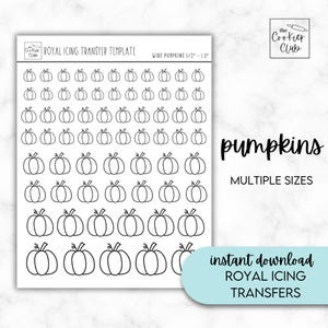 Pumpkins - Royal Icing Transfer Sheets - Multiple Sizes - For Cookie Decorating - Halloween - Digital Download