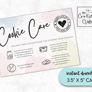 Cookie Care Instructions - Easter Pastel - 3.5&quot; x 5&quot; Printable Cookie Card - Instant Download