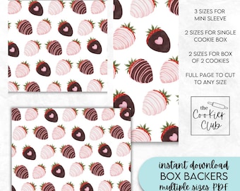 Schokoladen Erdbeeren - Printable Box Backer - Mehrere Größen - Instant Download - Valentinstag - Cookie Box Backers
