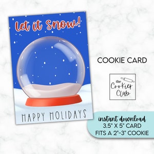 Let it Snow Snowglobe - 3.5&quot; x 5&quot; Printable Mini Cookie Card - Treat Tag -Christmas/Winter - Instant Download