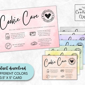 Cookie Care Instructions - Valentine&#39;s Day - 3.5&quot; x 5&quot; Printable Cookie Card - Instant Download