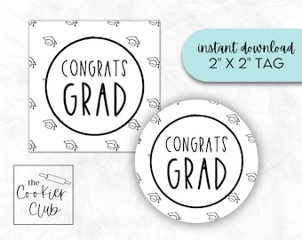 Parabéns Grad V2 - Conjunto de formatura para impressão - Etiqueta de biscoito - Etiqueta de presente - Adesivo - Download digital - 2x2