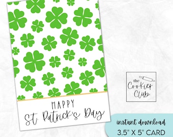 Día de San Patricio - Tréboles - Mini tarjeta de galleta imprimible de 3,5" x 5" - Descarga instantánea