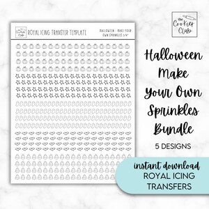Halloween Make Your Own Sprinkles - Royal Icing Transfer Sheets - Multiple Sizes - For Cookie/Cake Decorating - Halloween - Digital Download