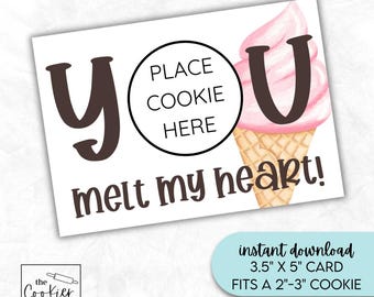 You Melt My Heart 2024 - 3,5 "x 5" druckbare Mini Keks Karte - Valentinstag - Geschenkanhänger - Instant Download