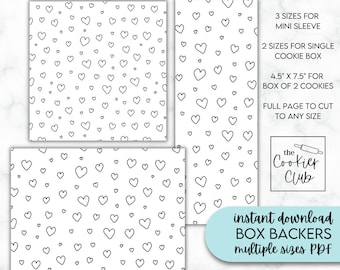Minimalistische schwarze und weiße Herzen - druckbare Box Backer - mehrere Größen - Instant Download - Valentinstag - Cookie Box Backers