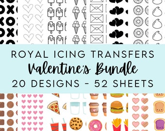 Das Valentinstag-Bundle - 20 Designs - Royal Icing Transfer Sheets - Mehrere Größen - Zum Dekorieren von Keksen - Digitaler Download