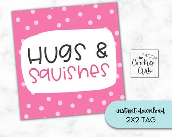 Hugs & Squishes - Liebe - Valentinstag - Cookie Tags zum Ausdrucken - Geschenkanhänger - Digital Download - 2x2 - Digital Download