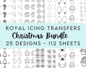 The Christmas Bundle - 25 Designs - Royal Icing Transfer Sheets - Multiple Sizes - For Cookie Decorating - Digital Download