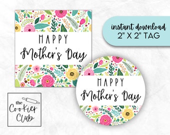 Muttertag Vibrant Florals V2 - druckbare Muttertag Cookie Tag Bundle - Geschenkanhänger - Aufkleber - Cupcake Topper - digitaler Download - 2x2