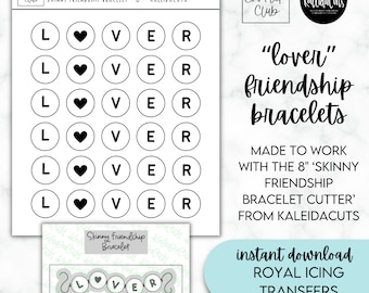 Friendship Bracelet Bundle (for Kaleidacuts 8&quot; Cutter) - Royal Icing Transfer Sheet - One Size - For Cookie Decorating - Valentine&#39;s Day