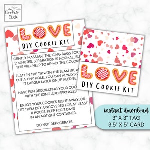 Valentinstag DIY Cookie Kit Anleitung & Anhänger - Liebe - 3.5 "x 5" Druckbare Keks Karte und 3"Anhänger - Geschenkanhänger - Sofort Download