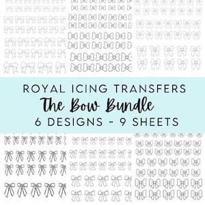 The Bow Bundle - Royal Icing Transfer Sheets - Multiple Sizes - For Cookie Decorating - Digital Download