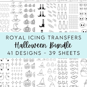 The Halloween Bundle - 41 Designs - Royal Icing Transfer Sheets - Multiple Sizes - For Cookie, Cake, Treat Decorating - Digital Download