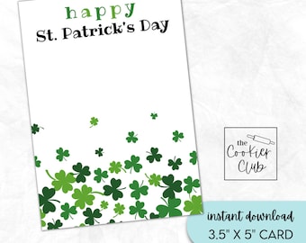 Día de San Patricio - Tréboles - Mini tarjeta de galleta imprimible de 3,5" x 5" - Descarga instantánea