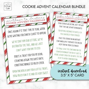 Cookie Adventskalender Gedicht & Anleitung zum Einfrieren - Weihnachten/Feiertage - 3,5" x 5" Printable Card - Cookie Tags - Instant Download