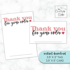 Vielen Dank für Ihre Bestellung - Valentinstag - 3,5 "x 5" Druckbare Keks Karte und 3,5 "x 2" Namensschild - Sofort Download."