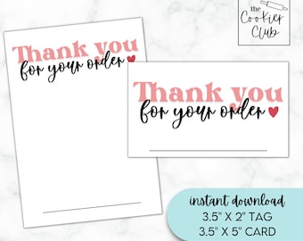Vielen Dank für Ihre Bestellung - Valentinstag - 3,5 "x 5" Druckbare Keks Karte und 3,5 "x 2" Namensschild - Sofort Download."