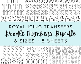 Doodle Numbers Bundle - 0 through 9 - Royal Icing Transfer Sheets - Multiple Sizes - For Cookie Decorating - Digital Download