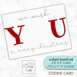 We Wish You a Merry Christmas - 3.5 "x 5" druckbare Mini-Kekskarte - Leckerli-Tag - Weihnachten/Winter - Instant Download