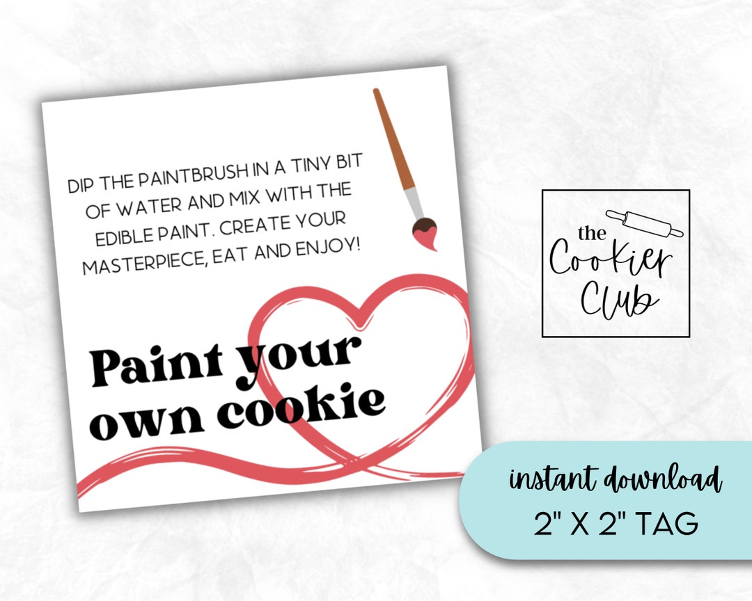 Paint Your Own Valentine's Day Printable Cookie Tag Etsy