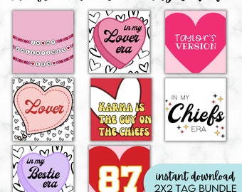 TS Valentine's Era BUNDLE - Día de San Valentín - Swiftie - Etiqueta de galleta imprimible - Etiqueta de regalo - 2x2 - Descarga digital