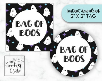 Bag of Boos V1 - Etiqueta de regalo imprimible - Etiqueta de galleta -Descarga digital - Halloween- Etiqueta de regalo 2x2