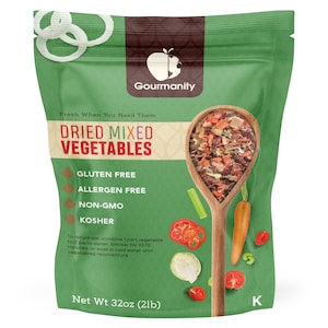 Gourmanity Dehydrated Mixed Vegetables, All Natural, Gluten Free & Allergen Free, Dried Vegetable Soup Mix