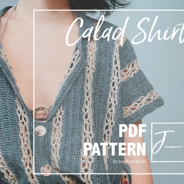 Chemise Calad | Modèle de crochet | Chemise bouton | Patron au crochet en dentelle pour une chemise d'été légère et drapée