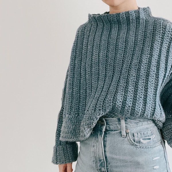 Patrón de suéter de crochet Loloa: Jersey unisex extragrande (patrón PDF)