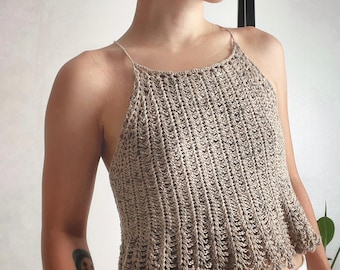 Ferny Crochet Pattern | Made-to-Measure Ruffle Crop PDF | Cross Back Summer Tank