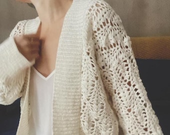 Plumes Cardi | Crochet Cardigan Pattern PDF | Lacy Openwork Sweater | DIY Digital Pattern