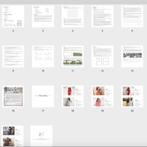 Puede incluir: Un documento digital con 21 p&aacute;ginas, cada una con instrucciones y diagramas para coser un vestido. El documento se titula "Landa Dress.pdf".