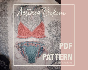 Ensemble de bikini Actinia | Patron au crochet | Réglable | Sur mesure | Haut de bikini | Bas de bikini | Mode bricolage | Vêtements d'été