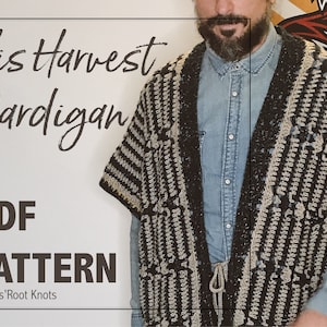 Crochet Pattern Unisex Cardigan Crochet menswear DIY boyfriend gift His Harvest Cardigan Kimono Haori image 1