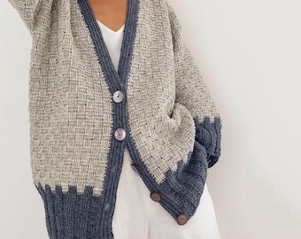 Maris Cardigan Crochet Pattern | Oversized Textured Cardigan PDF | V Neck Crochet Sweater Pattern