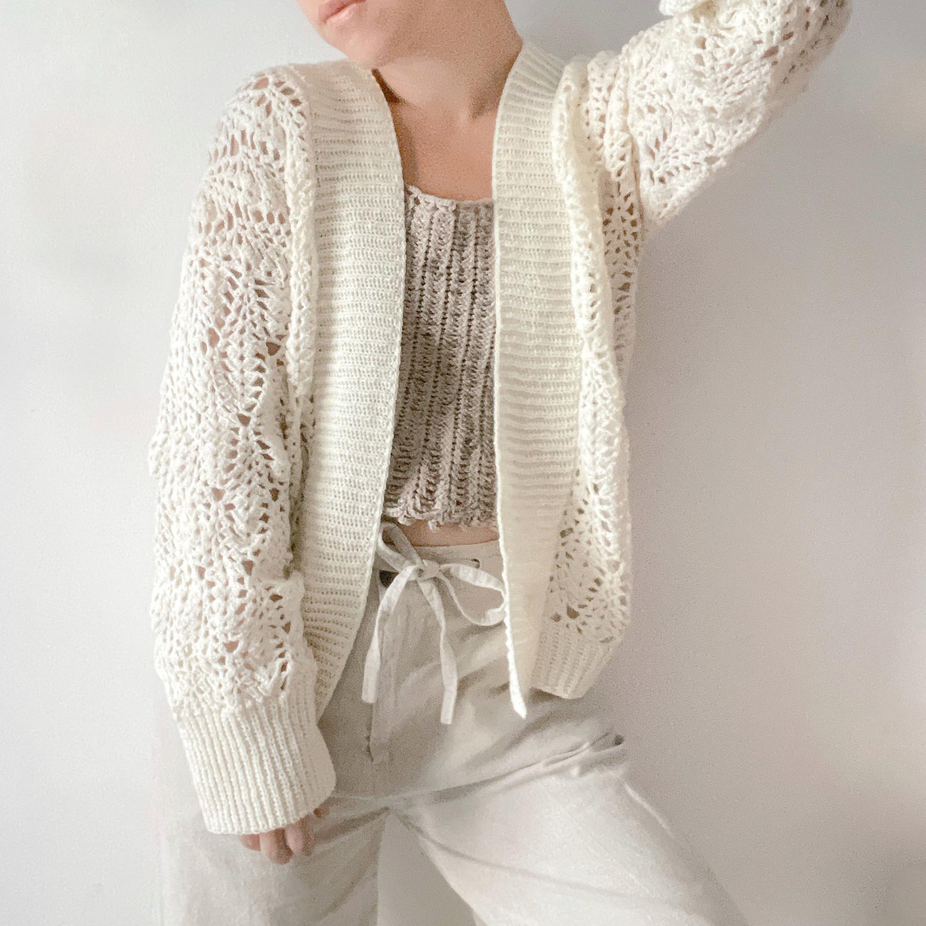 Plumes Cardi | Crochet Cardigan Pattern PDF | Lacy Openwork Plumes Cardi | Crochet Cardigan Pattern PDF | Lacy Openwork