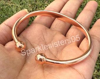 Solid Copper Adjustable Cuff Bangle: Unisex Arthritis Jewelry