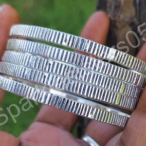 Set of 5 Bangle, Line Wide Silver Bangle, 925 Sterling Silver Bangle, Silver Bangle, Stacking Bangle, Boho Bangle, Silver Bangle For Women
