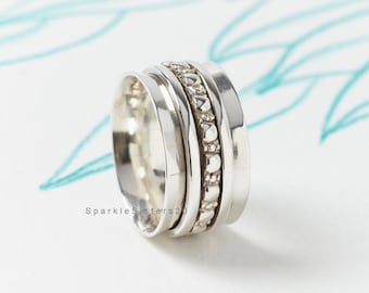 Multi-Band-Spinnering, Spinnerring für Frauen, Angstring, Meditationsring, Sorgenring, Spinnerring, 925 Sterling Silber Spinnerring