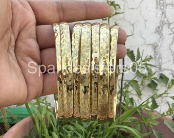 Set of 7 Hammered Brass Bangles: Seminario Style