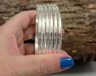 Handmade Sterling Silver Stacking Bangle Set, Plain Silver Bangles