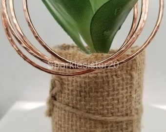 Hammered Pure Copper Bangles - Set of 5