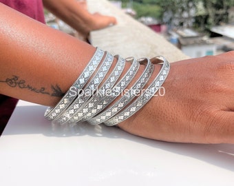 Sterlingzilveren armbandset: handgemaakte boho stapelarmbanden, cadeau voor haar set van 6